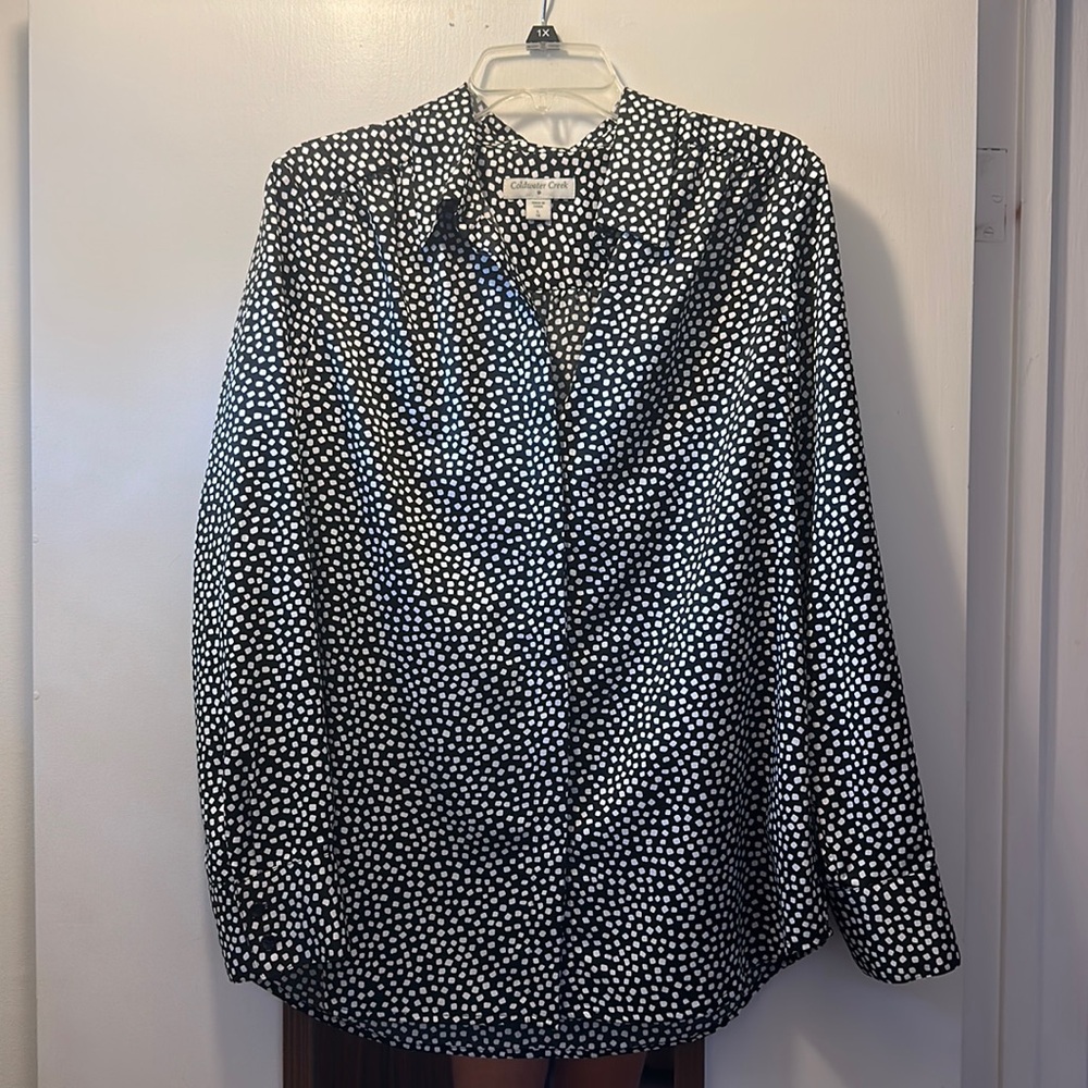 Long Sleeve Patterned Button Down Blouse - image 1